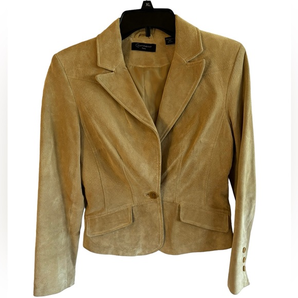Context Jackets & Blazers - Context Women’s‎ Tan Suede Blazer Jacket Size 6P